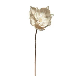 Glittered Creamy White Magnolia Stem, 23"