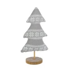 Snowflake Sweater Fabric Tree On Wood Base