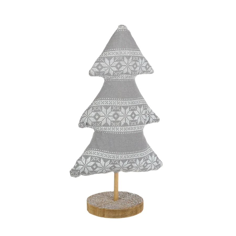 Snowflake Sweater Fabric Tree On Wood Base 1 Snowflake Sweater Fabric Tree On Wood Base
