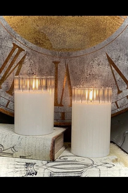 Radiance LED Poured Candle, Faceted, Simply Ivory, 3.5” Dia X 5" T 2 Radiance LED Poured Candle, Faceted, Simply Ivory, 3.5” Dia X 5" T - Image 2