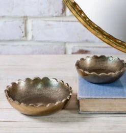 Scalloped Gold Bowl, 2 Size Options