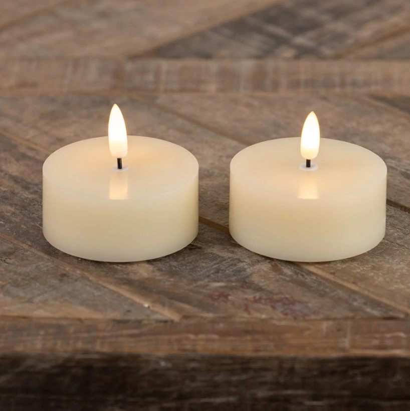 3D Flameless Oversized Tealight Candle, Cream, Box Of 2 1 3D Flameless Oversized Tealight Candle, Cream, Box Of 2