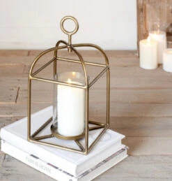 Brushed Gold Metal Lantern, 2 Size Options