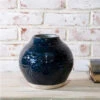Round Terracotta Vase, Dark Blue, 7.5" (Pick Up Only)