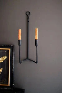 Forged Iron Double Taper Candle Wall Sconce