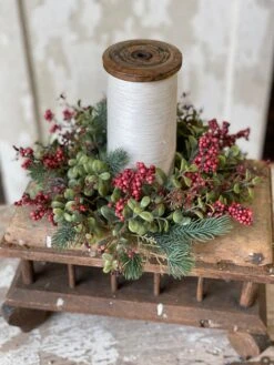 Home Decor Sale Store 23 Laden Berry Candle Ring, Red, 10"