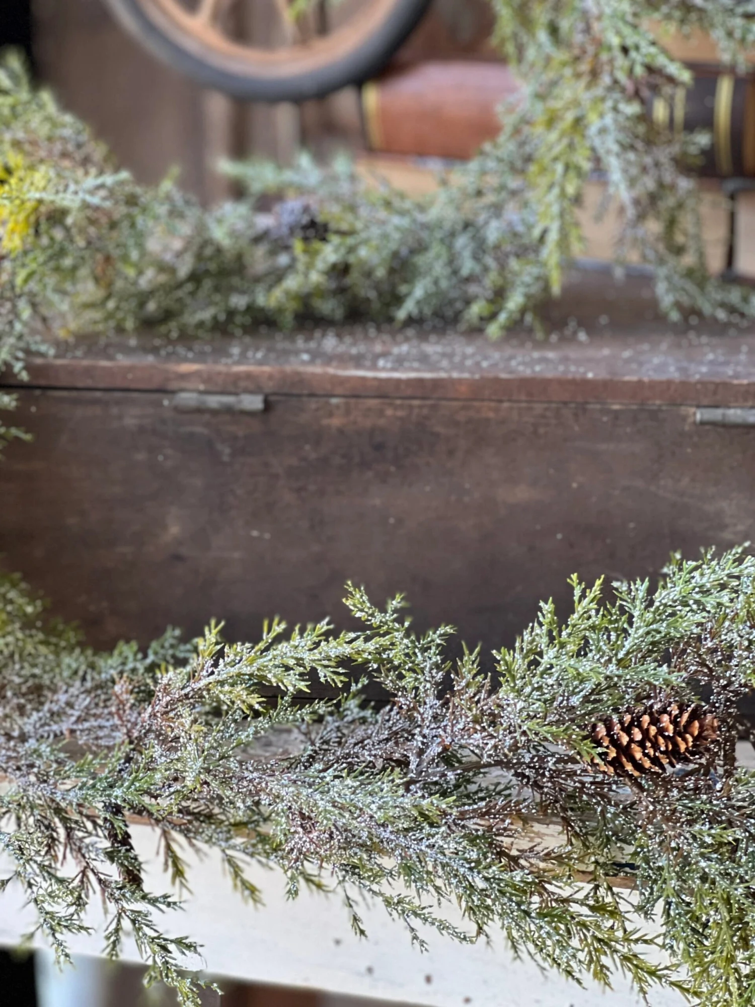 6' Prickly Pine Garland, Snowy 2 6' Prickly Pine Garland, Snowy - Image 2