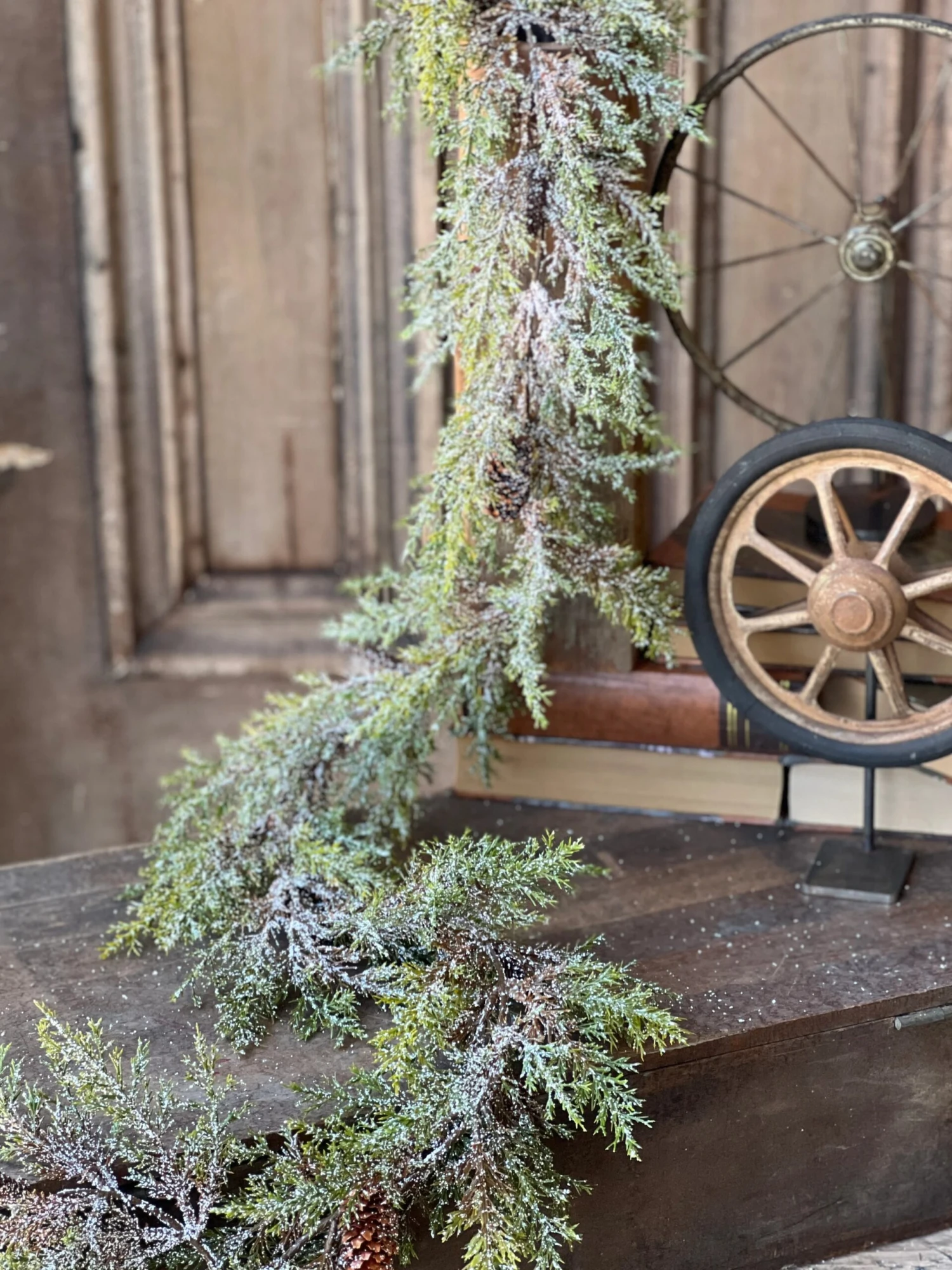 6' Prickly Pine Garland, Snowy 4 6' Prickly Pine Garland, Snowy - Image 4