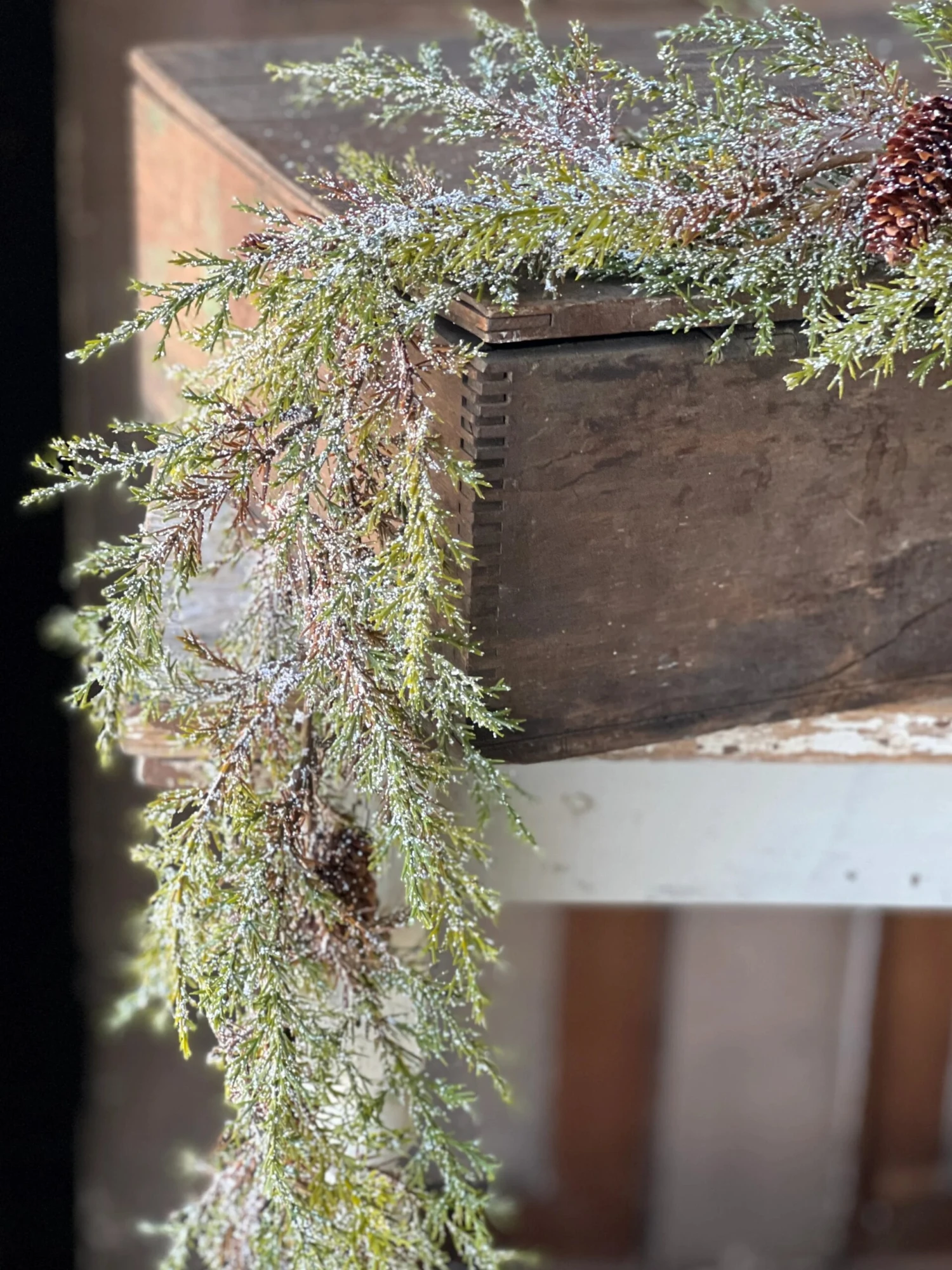 6' Prickly Pine Garland, Snowy 5 6' Prickly Pine Garland, Snowy - Image 5