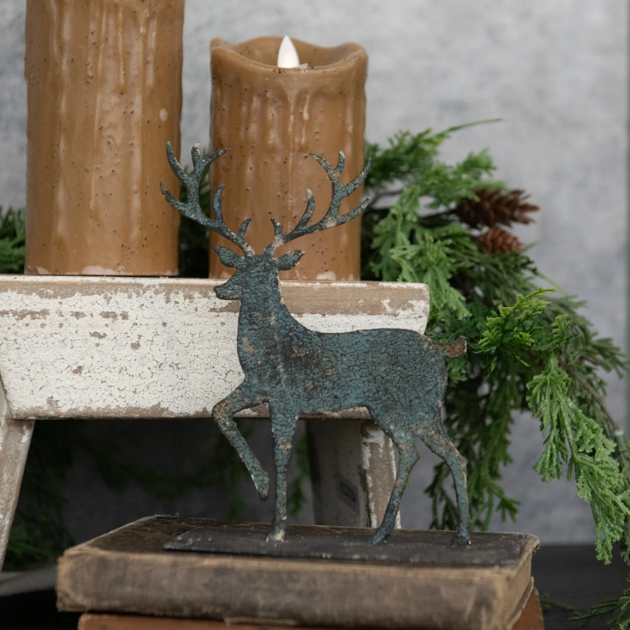 7" Tabletop Metal Deer Figure 2 7" Tabletop Metal Deer Figure - Image 2