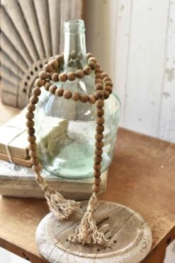 59" Wood Bead Tassel Tied Garland, Natural