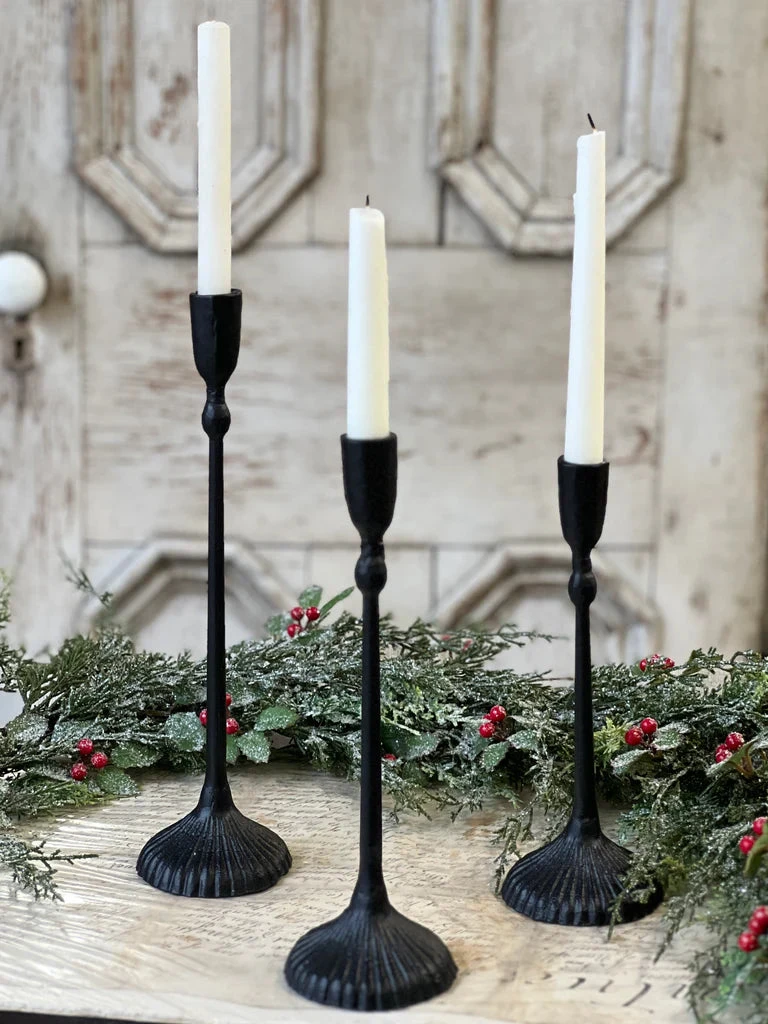 Manarola Taper Candle Stick Holder, Black, 3 Size Options 2 Manarola Taper Candle Stick Holder, Black, 3 Size Options - Image 2
