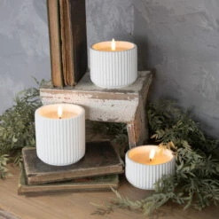 3D Flame Ribbed Cement Candle, 3 Size Options