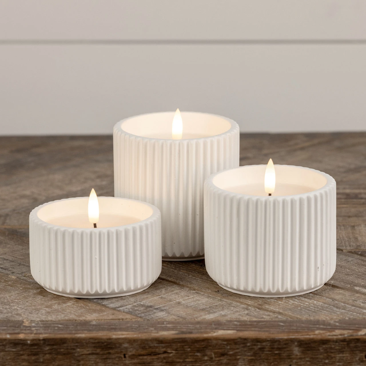 3D Flame Ribbed Cement Candle, 3 Size Options 2 3D Flame Ribbed Cement Candle, 3 Size Options - Image 2