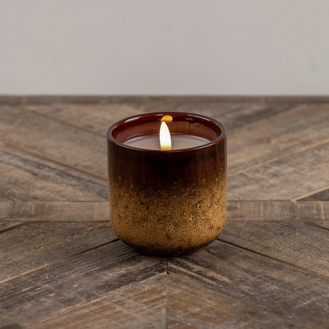 Brown & Tan Ceramic 3D Flameless Candle, 3.5 X 3.75" T 2 Brown & Tan Ceramic 3D Flameless Candle, 3.5 X 3.75" T - Image 2