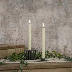 3D Flameless Grooved Taper Candle, Cream, 9.5" T, Box Of 2