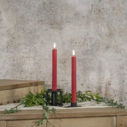 3D Flameless Grooved Taper Candle, Red, 9.5" T, Box Of 2