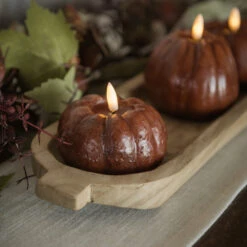3D Flame Short Pumpkin Candle, Bronze, 3"