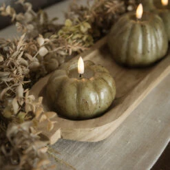 3D Flame Short Pumpkin Candle, Green, 3"