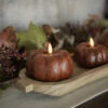 3D Flame Short Pumpkin Candle, Bronze, 3.25"