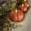 3D Flame Short Pumpkin Candle, Orange, 3.25"