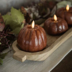 3D Flame Tall Pumpkin Candle, Bronze, 4"