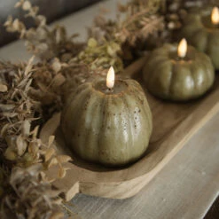 3D Flame Tall Pumpkin Candle, Green, 4"