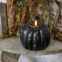 3D Flame Pumpkin Candle, Black, 5"