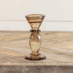 Glass Taper Candle Holder, Bronze, 5.5"
