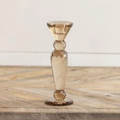 Glass Taper Candle Holder, Bronze, 7.5"