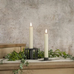 3D Flameless Shimmer Taper Candle, Cream, 7.25" T, Box Of 2