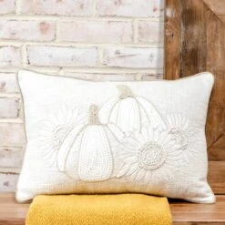 Pumpkin & Daisy Throw Pillow