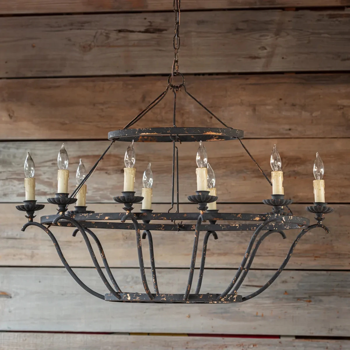 Wakefield Aged Black & Bronze Chandelier By Porch View Home