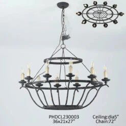 Wakefield Aged Black & Bronze Chandelier By Porch View Home -Home Decor Sale Store PHDCL230003 3