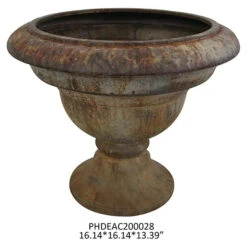 Aged & Distressed Metal Garden Urn By Porch View Home (Pick Up Only) -Home Decor Sale Store PHDEAC200028 3