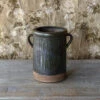 Drip Glazed Pottery Crock, Aged Olive Green, Large By Porch View Home (Pick Up Only)
