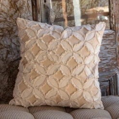 Pinwheel Design Square Pillow, Neutral Cream By Porch View Home