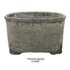 Cement Faux Oblong Basket Planter By Porch View Home