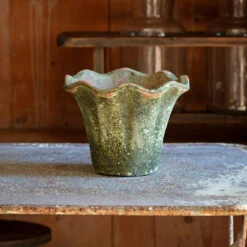 Aged Ruffle Edged Pot By Porch View Home