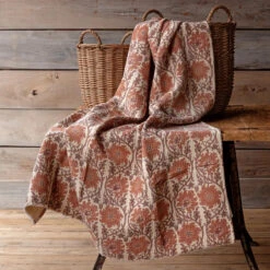 Quince Botanical Print Cotton Throw Blanket By Porch View Home