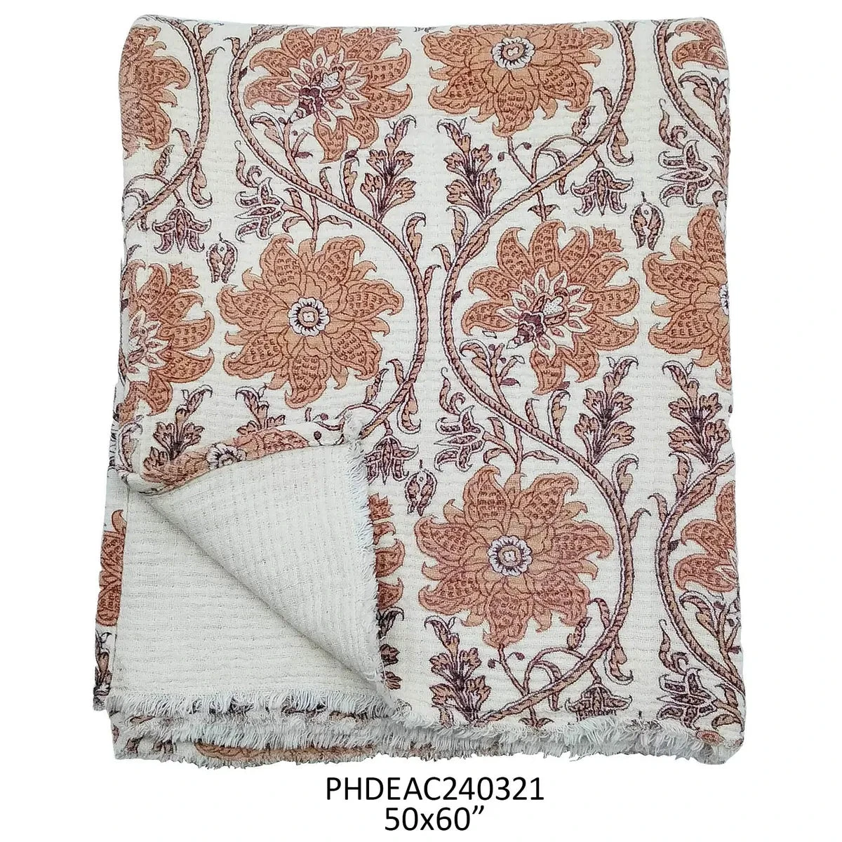 Quince Botanical Print Cotton Throw Blanket By Porch View Home 2 Quince Botanical Print Cotton Throw Blanket By Porch View Home - Image 2