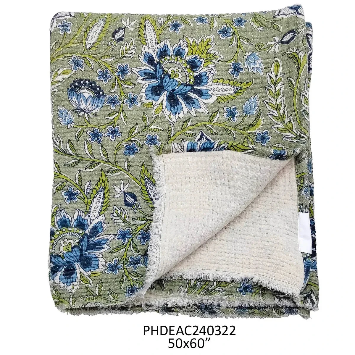 Plumbago Botanical Print Cotton Throw Blanket By Porch View Home 2 Plumbago Botanical Print Cotton Throw Blanket By Porch View Home - Image 2