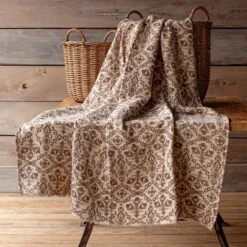 Millet Botanical Print Cotton Throw Blanket By Porch View Home
