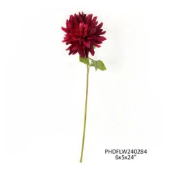 Fresh Touch Dahlia Stem, Merlot, 24" By Porch View Home