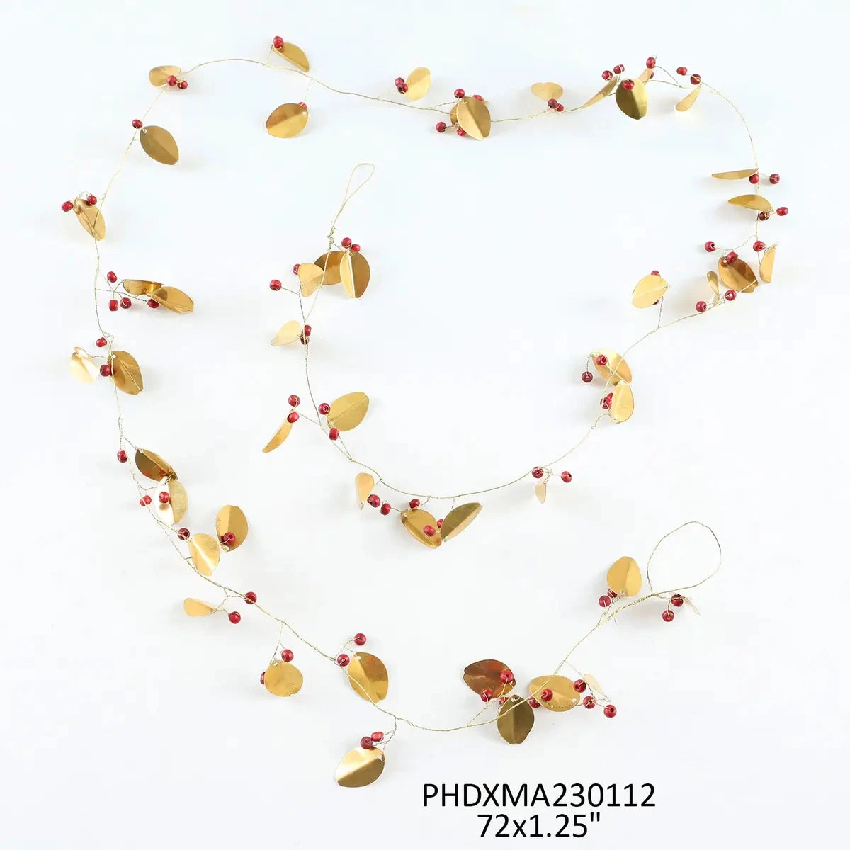 72" Gold Leaf & Wooden Bead Berry Garland By Porch View Home 2 72" Gold Leaf & Wooden Bead Berry Garland By Porch View Home - Image 2