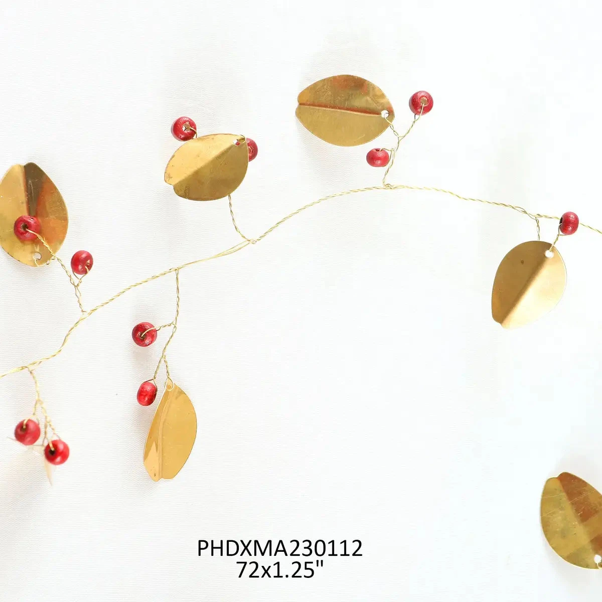 72" Gold Leaf & Wooden Bead Berry Garland By Porch View Home 3 72" Gold Leaf & Wooden Bead Berry Garland By Porch View Home - Image 3