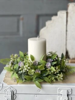 Blanche Blooms Candle Ring, Purple, 10"