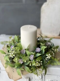 Blanche Blooms Candle Ring, Purple, 10" -Home Decor Sale Store RA90842