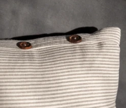 Buttoned Pin-Striped Pillow