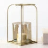 Metal Lantern With Glass Candle Holder